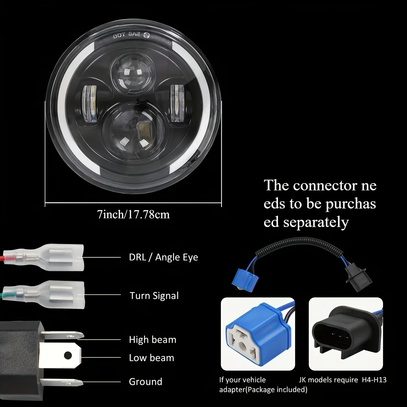 50W 7Inch 17.78cm LED Angel Ey - огляд і ціна Universal Motorcycle Led Headlight Projector